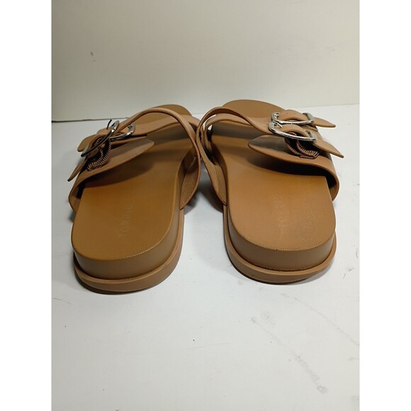 Torrid Size 9 WW WIDE Tan Buckle Slide Sandals Casual Flat Comfort - Picture 5 of 11